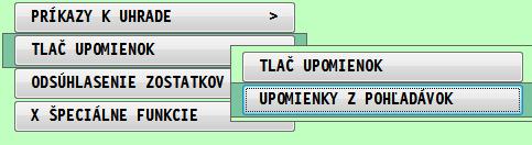 Modul PROLFA Faktúry Upomienky na agendu pohľadávky.