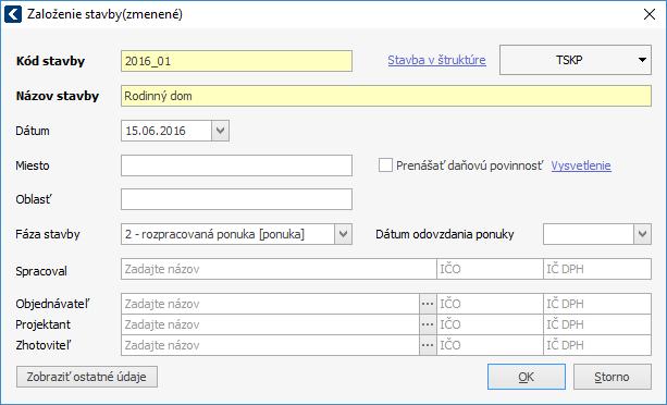 PROGRAM CENKROS 4 11 2.3 ZALOŽENIE ZÁKAZKY Súčasťou projektovej dokumentácie býva aj položkovitý rozpočet. Ak ho chcete vytvoriť v programe CENKROS 4, najskôr je potrebné, aby ste si založili stavbu.