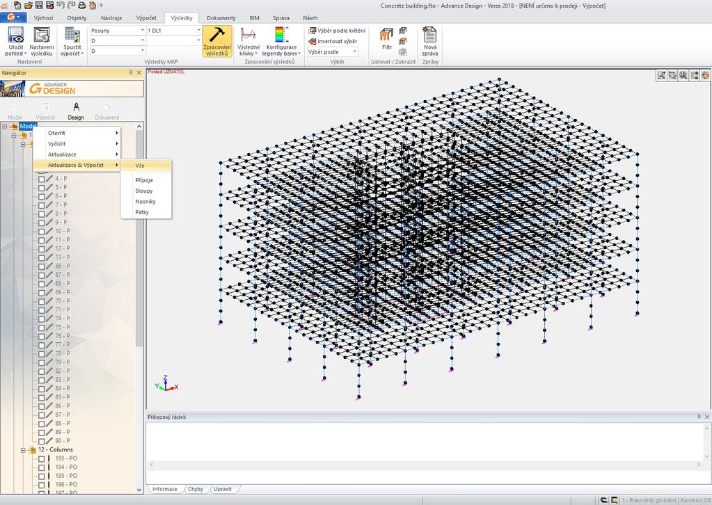 Import a export lze provádět i pro jednotlivé prvky: Vylepšení rychlosti výpočtu pomocí multi procesního přístupu Pokud jsou moduly BIM Designer pro