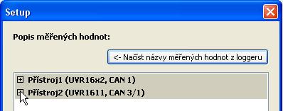 Datový logger: BL-NET, D-LOGG Názvy měřených hodnot přístrojů nejsou přebírány.