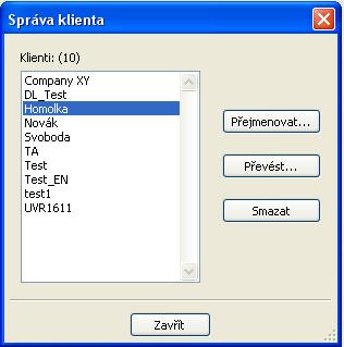 V titulní liště Winsolu je zobrazen momentální (právě zvolený) klient. Pokud není v titulní liště zobrazeno žádné jméno klienta, jsou vybrána vlastní data. Otevřít klienta V menu Soubor \ Otevřít.