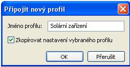 Správa profilů Pomocí bodu v menu Spravovat profily jsou vybrány hodnoty, které mají být zobrazovány, barvy a škálování grafů.