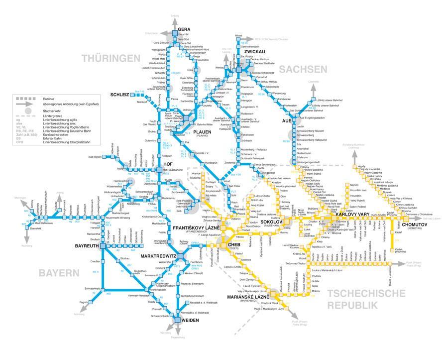 Mapa tratí, kde platí jízdenka Egronet Touren-Ticket Tarifní ustanovení a rozsah platnosti jízdních dokladů Jízdenky Touren-Ticket prodávají výhradně dopravci Die Länderbahn a Deutsche Bahn AG, a to