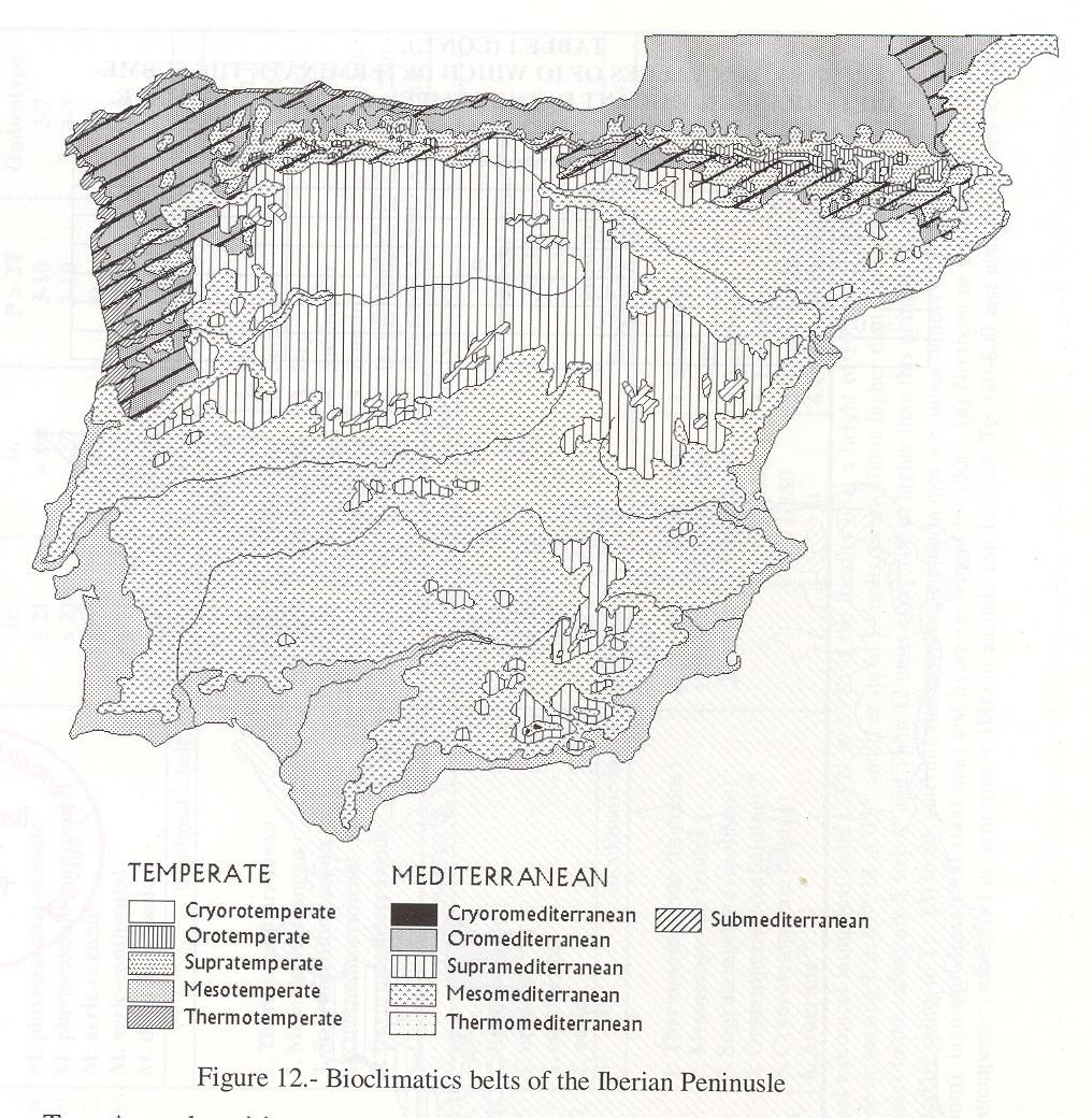 Vegetační stupňovitost (viz též obr. 9) Vegetační stupňovitost hraje v obecně hornatém Mediteránu (a v hornaté Andalusii zvlášť) velkou roli.