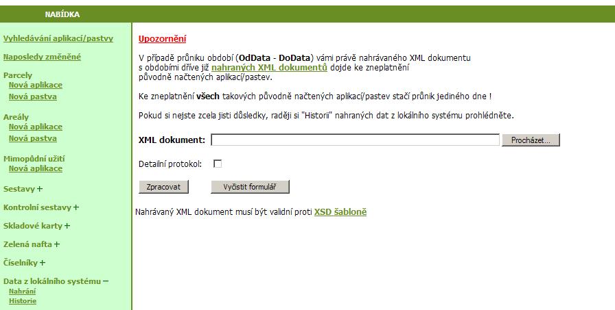 Kapitola č. 14 - Import dat z externího SW a předání dat orgánu dozoru Stiskněte Procházet a vyhledejte požadovaný soubor ve svém počítači. Po vyhledání souborů stiskněte Zpracovat.