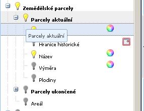 Kapitola č. 4 - Zemědělské parcely V mapě je potom možné zobrazovat různé informace o parcelách. Jako jejich obrys, popis nebo výměru. Zemědělská parcela obrysem.