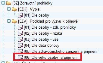 Obr. Filtr sestav zdravotních prohlídek rozšířený o nový údaj Obr.