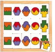 rozeznávání  Děti vkládají příslušné tvary na šnekův domeček.