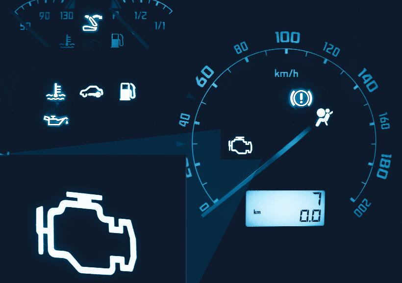Obr. 20. Signálka závady používaná integrovaným systémem OBD. Integrovaná diagnostika (On-Board-Diagnose) Vlastní diagnostika (OBD II) existuje u všech moderních systémů Motronic.