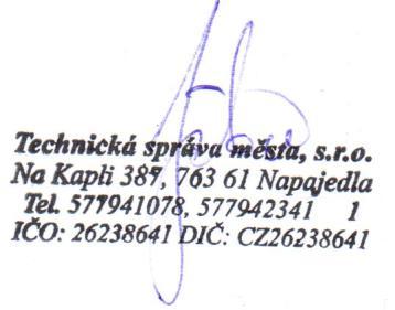 Technické správě města, s.r.o. nevznikla ze vztahů s ovládající osobou a s ovládanými osobami města Napajedla v účetním období roku 2015 žádná újma.