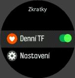 Pokud zaznamenáte cvičení, budou hodnoty denní TF odrážet zvýšenou tepovou frekvenci a spotřebu kalorií v důsledku tréninku.