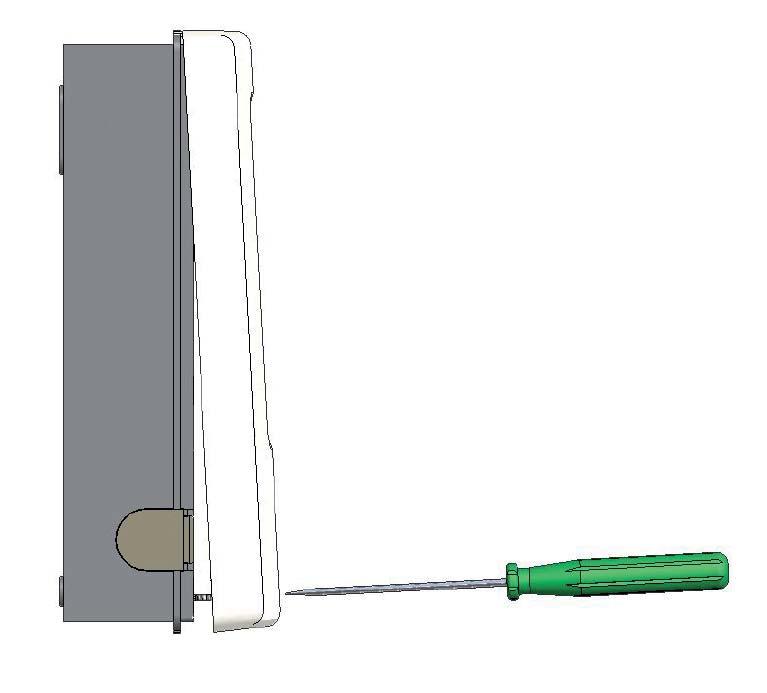 C.1 Instalace na stěnu Instalace a zapojení Instalujte regulátor pouze v suchých prostorách za podmínek popsaných v odd. B.1. Postupujte dle popisu kroků 1-8. C.1.1 1. Úplně vyšroubujte šrouby z víka.