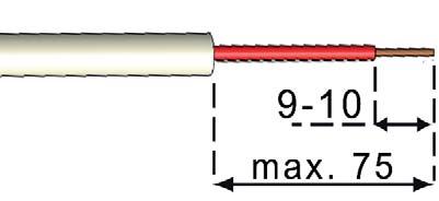 Obal kabelů určených k připojení do přístroje se nesmí odstranit na délce větší než 65 mm. Obal kabelu musí procházet průchodkou a zasahovat až na její vnitřní stranu.