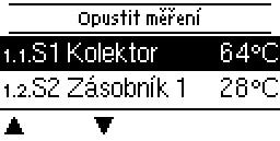 esc. Do hlavního menu můžete vstoupit stiskem tlačítka esc. Měřené hodnoty 1. - Měřené hodnoty Menu 1. Měřené hodnoty slouží k zobrazení aktuálních teplot.