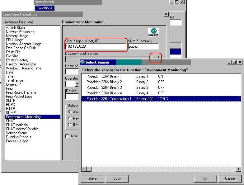 2.4.7 Monitoringu prostredia (teplota, vlhkosť, výpadky elektriny) C-Monitor má priamu podporu pre sledovanie parametrov prostredia pomocou zariadení Poseidon od HW group.