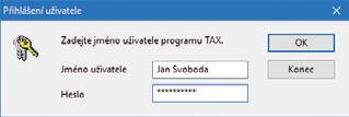 Uživatel Uživatel je definován zápisem do agendy Přístupová práva. Každý uživatel má jméno, kterým se přihlašuje do systému, a iniciály.