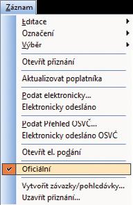Jeho prostřednictvím promítnete změny provedené v agendě Vozidla do již vystaveného přiznání.