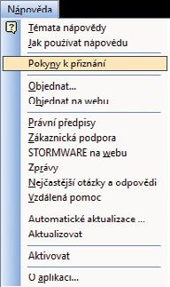 Daňová přiznání TAX Příručka uživatele 69 5 / 9 Pokyny k přiznání Funkce je přístupná v nabídce Nápověda v agendách
