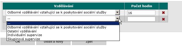 3.7.2.3 Vzdělávání Vytvořte seznam zaměstnancem absolvovaného vzdělávání za vykazované období. Pro přidání vzdělávání použijte odkaz Nový záznam.