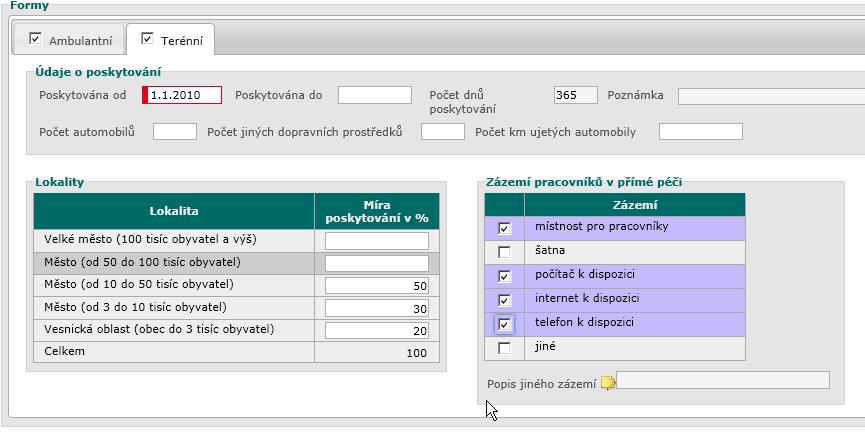 Poskytováno do Počet dnů poskytování Poznámka Konzultační místnost Kapacita Popis vyjádřené kapacity Datum konce poskytování služby v ambulantní formě.