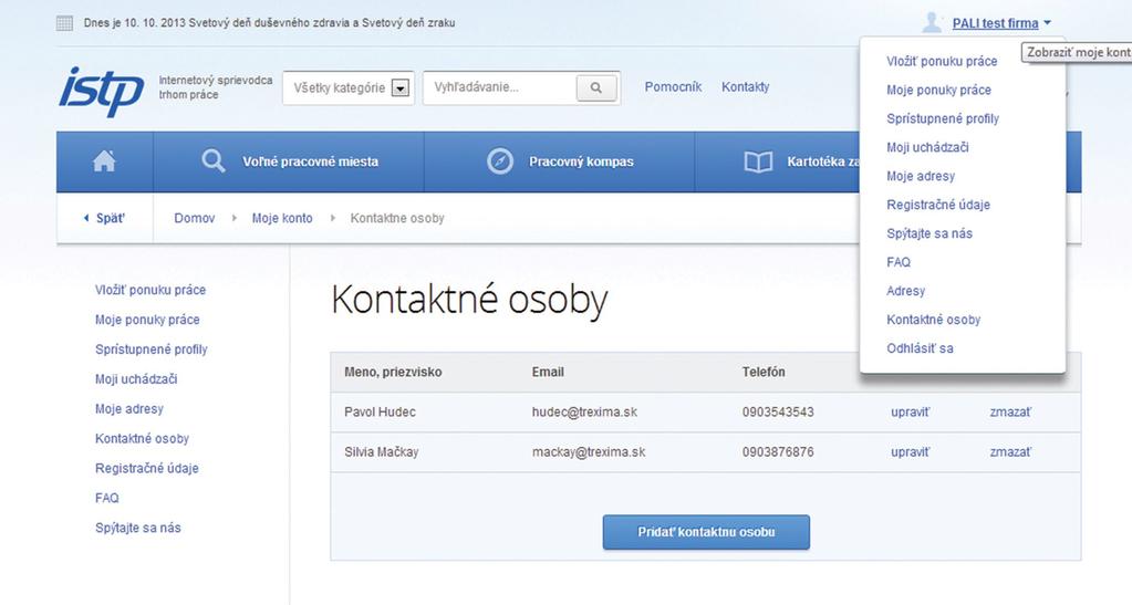 10. Odhlásiť sa Položka Odhlásiť sa je dostupná po nasmerovaní kurzora