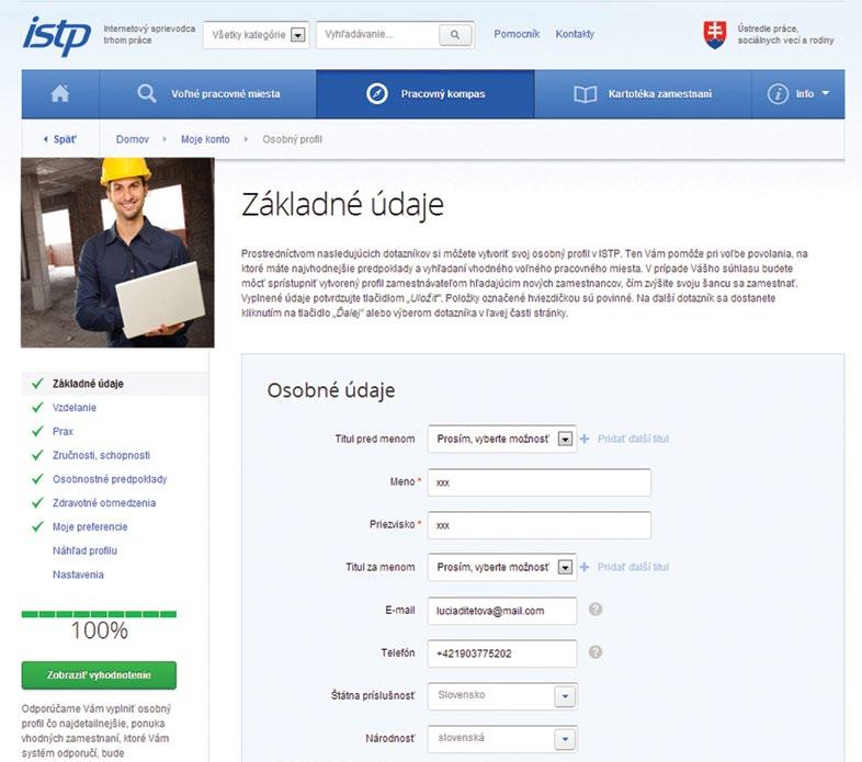 Pracovný kompas môžu využívať tak registrovaní, ako aj anonymní používatelia.