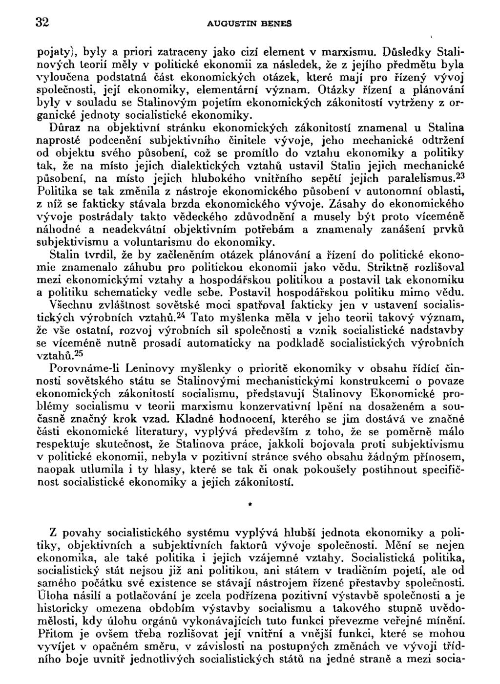32 AUGUSTIN BENEŠ pojaty), byly a priori zatraceny jako cizí element v marxismu.