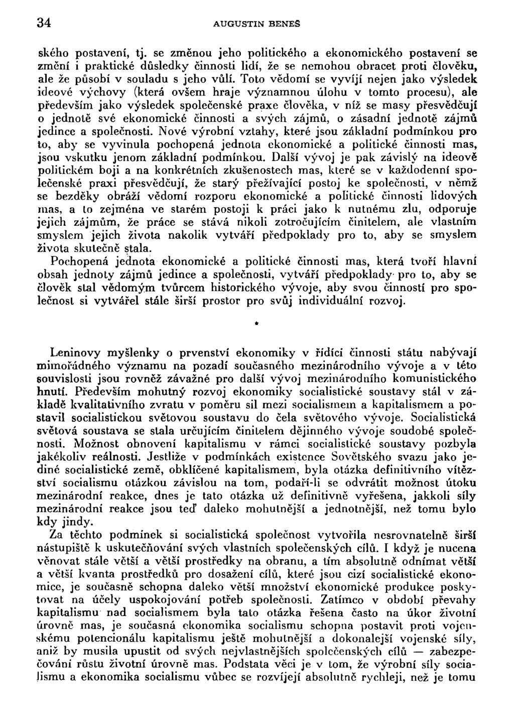 34 AUGUSTIN BENEŠ ského postavení, tj.