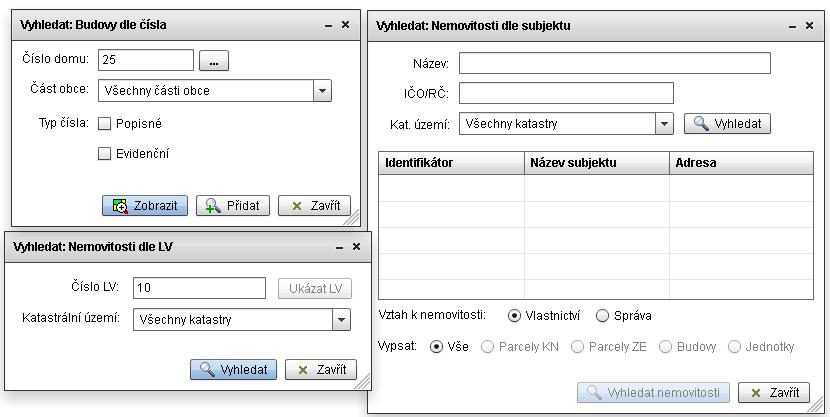 vyhledávacích oknech modulu KN je možno zapsat číslo