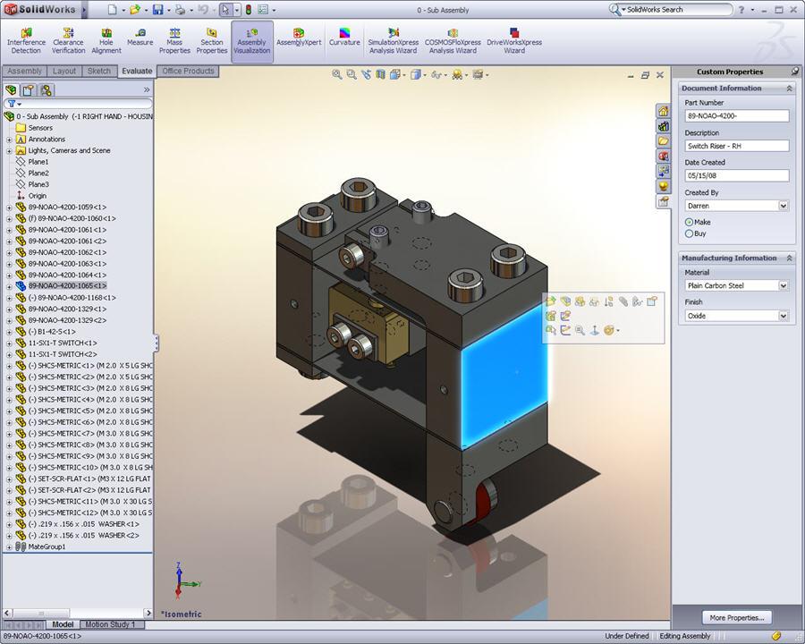 SolidWorks Standard Díly Vstupní formulář Uživatelská vlastnost Nyní můžete přidat informace o uživatelských vlastnostech pomocí formuláře, který se otevírá v Podokně úloh.