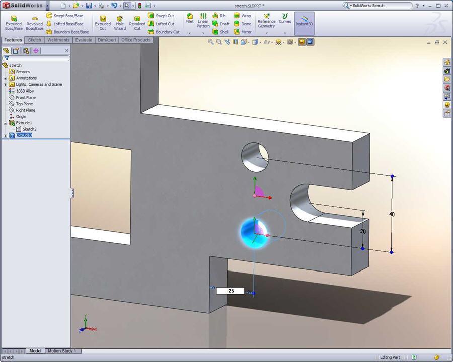 SolidWorks Standard Nulové a negativní kóty Můžete nyní specifikovat nulové nebo záporné hodnoty pro kóty skici.