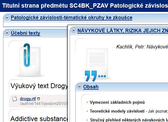 Patologické závislosti doc MUDr Petr Kachlík, PhD http://elportalcz/katalog/pdf/sc4bk_pzav V interaktivní osnově mají studenti k dispozici informace o obsahu předmětu, odkazy na výukové materiály