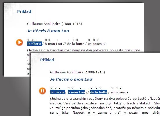 obsahuje vybrané komentované ukázky francouzské poezie a u stěžejních příkladů je studentům k dispozici i zvukový doprovod,