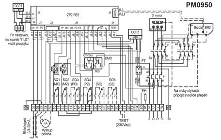 se svorkovnicí Zapojení servomotorů MODAT MTN, MTP ontrol se stykači, regulátorem ZP2RE5 a BMO