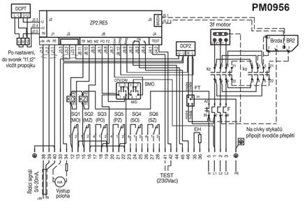 Zapojení elektrických servomotorů MODAT MTN, MTP ontrol se stykači a regulátorem ZP2.RE5 s konektorem P0955 DPT - L + L - U U+ t t2 +U J2.3 J2 -U J2.4 +U J2.5 IN J +IN -IN PE J.