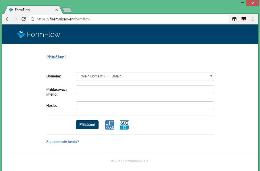 2 Prostředí FormFlow 2.1 Spuštění FormFlow spustíte v okně webového prohlížeče.