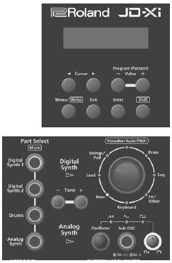 Výběr partu pro hraní Part Select tlačítka [Digital Synth 1] tlačítko [Digital Synth 2] tlačítko Analog Synth part [Oscillator] tlačítko (waveform indikátor) Zvolí vzorek, který je základem zvuku