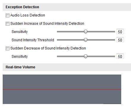 91 6.6.6 Detekce výjimky zvuku Účel: Povolíte-li tuto funkci a dojde k výjimce zvuku, spustí se akce alarmu. 1.
