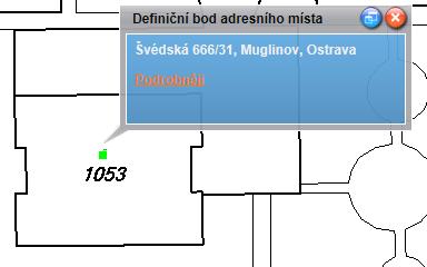 Obrázek 11: Informace o prvku Po kliknutí na odkaz Podrobněji se otevře detail prvku (kapitola 1.5.4). Vrstvy vyšších územních prvků jsou popsány v kapitole 1.5.3.