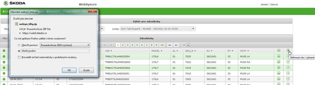 Práce se všemi odvolávkami detail, tisk, stahování Detail kliknout na ikonu Rozbalit v řádku hlavičky tabulky rozbalí se všechny odvolávky Tisk