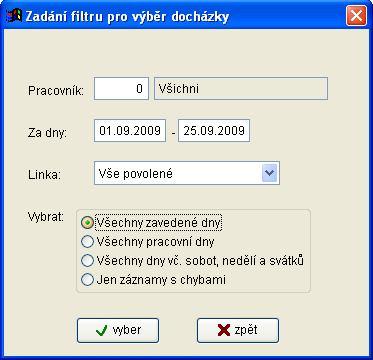 Všechny údaje se dopočítávají z dat stažených z přístupového terminálu. Údaje načtené z terminálu jsou pouze pro čtení.
