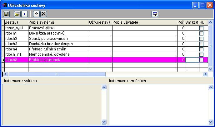 Způsob nastavení: Uživ. sestava: RPRAC_VYK1 Popis uživatele: M.C. software s.r.o. (např.) Zatrhněte Hl. Do složky REP nakopírujte sestavu RPRAC_VYK.