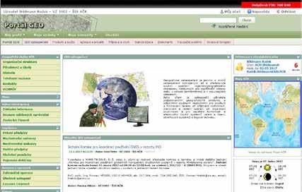 Z praxe liky (GeoSl AČR), hydrometeorologické služby Armády České republiky (HMSl AČR) a Vojenského geografického a hydrometeorologického úřadu (VGHMÚř) na Celoarmádní datové síti (CADS) s využitím