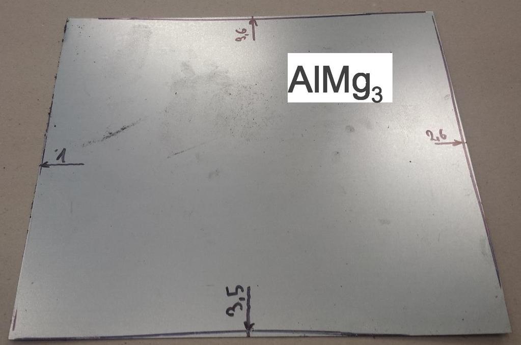 Obr. 55 Naměřené hodnoty reálného vtažení materiálu AlMg3 V tabulce č.
