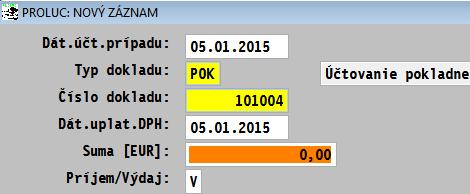 Vystavenie nového dokladu- základné zadávané údaje.