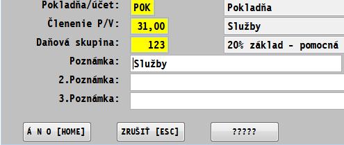 výkazu DPH. Doklad, resp. položku z dokladu ktorú neevidujeme do výkazu DPH zadávame hodnotu 0.
