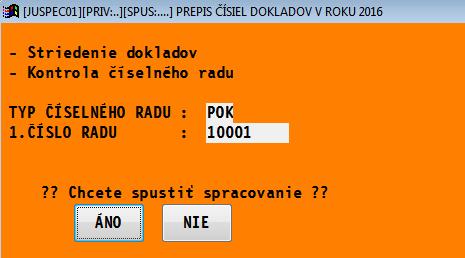 Hromadné prečíslovanie dokladov v celom roku. V časti SPRACOVANIE / X-ŠPECIÁLNE FUNKCIE spustite funkciu Úprava číselných radov.