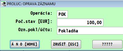 Pokladne, účty zadanie počiatočného stavu. Pred začiatkom prác musíte systému určiť koļkými a akými pokladňami a bankovými účtami budete pracovať.