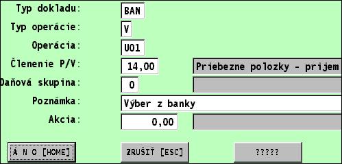 Pri účtovaní v peňažnom denníku je potom možnosť vybrať z týchto zadefinovaných operácií zo stĺpca Typ DOKLADU alebo SUMA alebo Dátum účt. prípadu cez kláves F2.