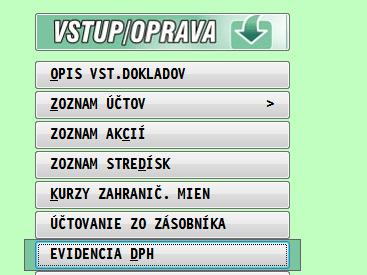 Agenda Evidencia DPH Týka sa len platcov DPH. Do tejto časti program zapisuje údaje o DPH z vyšlých faktúr (ak faktúry evidujeme v časti PROLJU / VSTUP/OPRAVA, Evidencia faktúr.